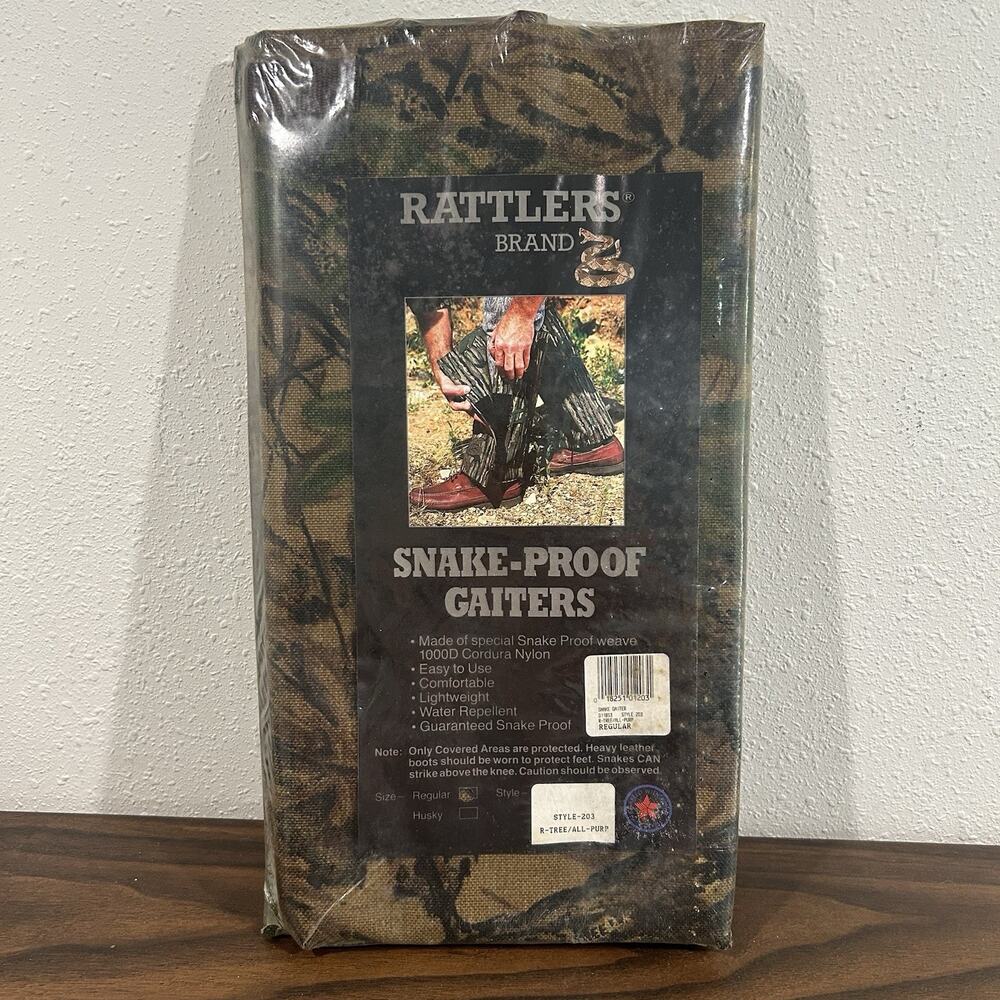 NWT VTG Rattlers Brand Snake Gaiters Camo Hunting Cordura Nylon Leg Guards USA